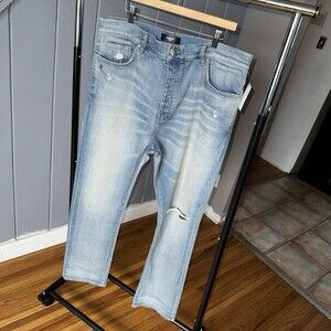 Amiri Slash Antique Indigo Ripped Distressed Stonewashed Blue Jeans Men size 38